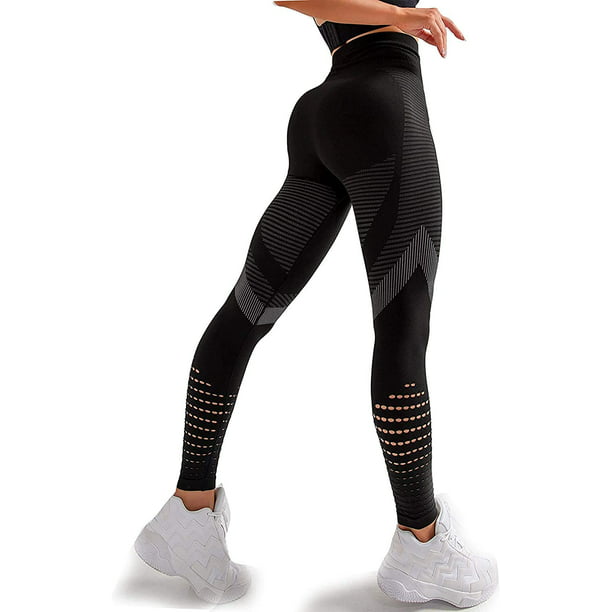 Womens Seamless Yoga Pants High Waist Tummy Control Slimming Butt Lift Leggings Squat Proof Active Workout Tights Black L